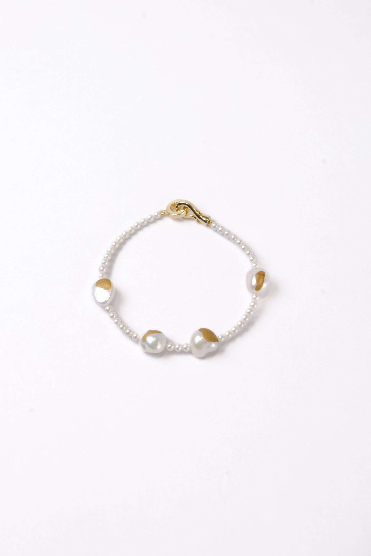 Gold Lacquer Baroque Pearls and Millet beads Bracelet