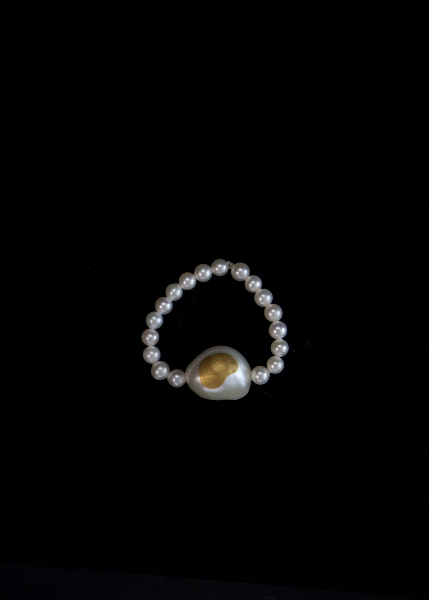 Gold Lacquer Round Baroque Pearl Ring