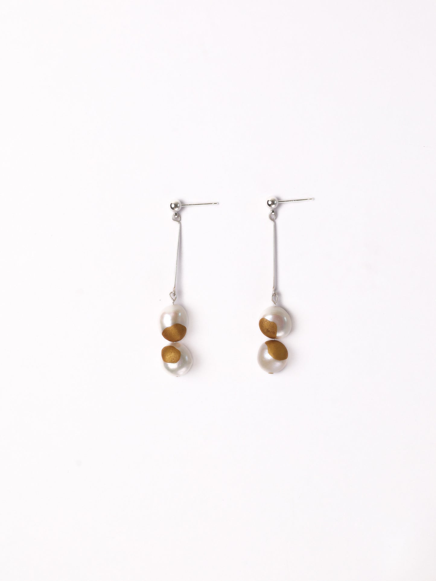 Gold Lacquer round Baroque Pearl Earring