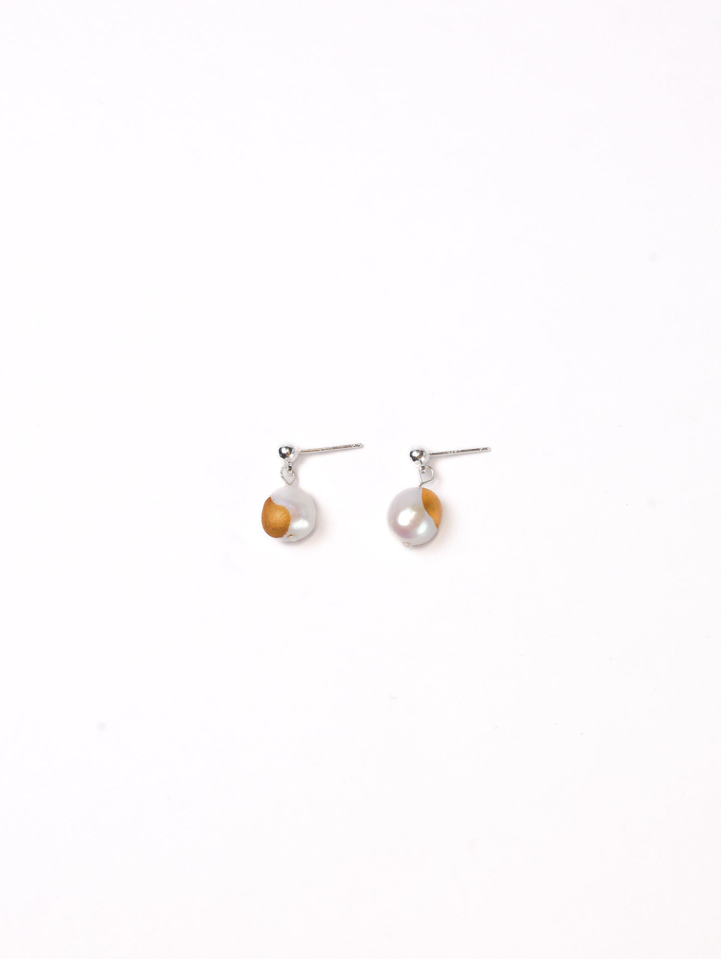 Gold Lacquer round Baroque Pearl Earring