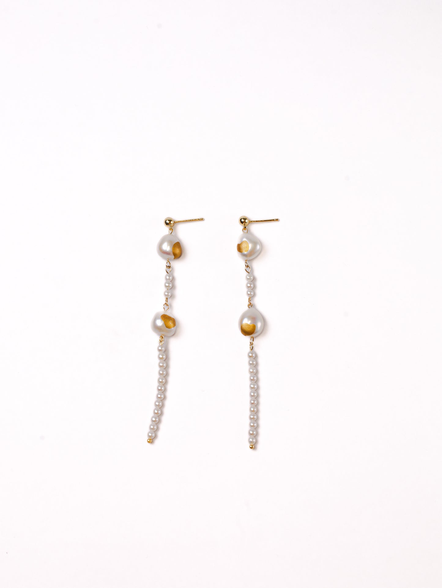 Gold Lacquer Pearl Earrings
