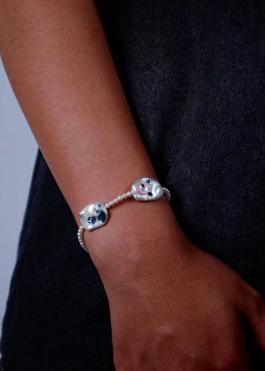 Nacre Baroque Pearls &Beads Bracelet