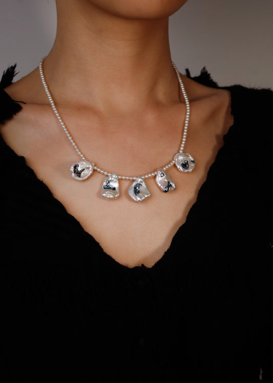 Nacre Baroque Pearls &full Beads Necklace