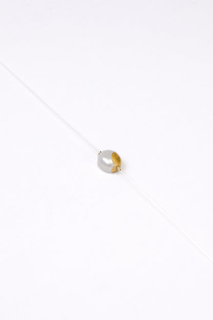 Gold Lacquer round Baroque Peal floating Bracelet