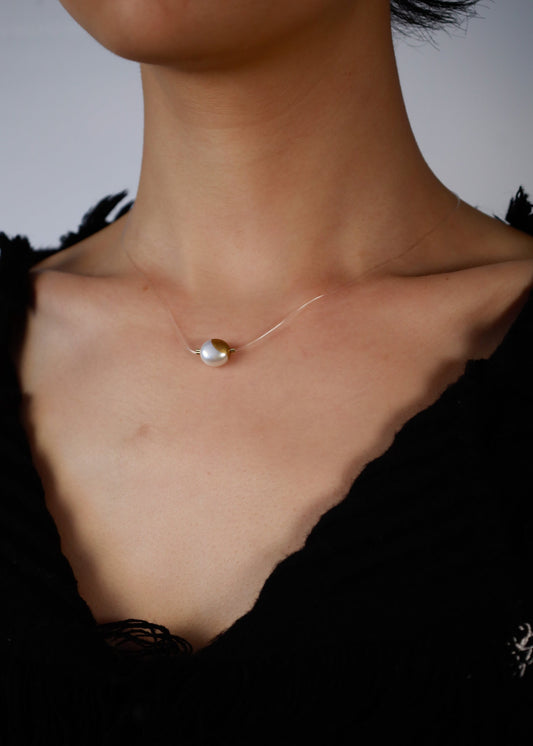 Gold Lacquer single Pearl floating Pendant