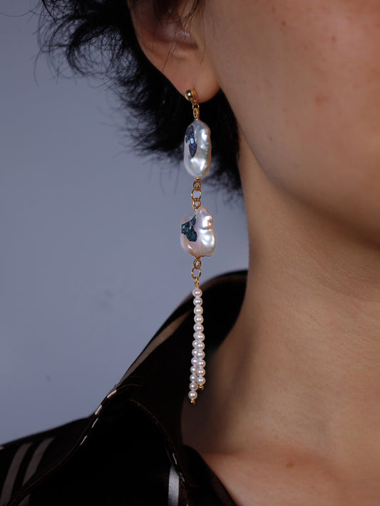 Nacre Baroque Pearls with Millet Beads Earring