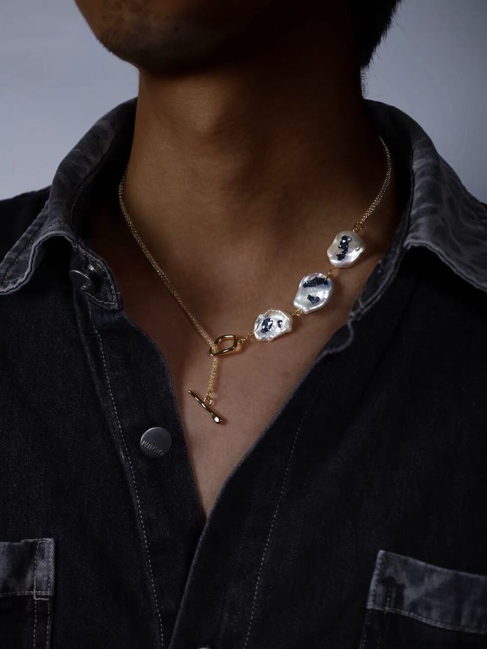 Nacre Baroque Pearls OT chain Necklace