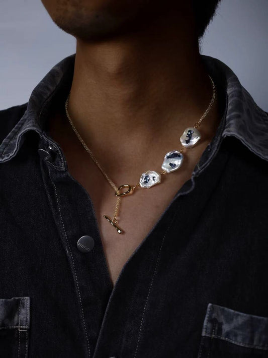 Nacre Baroque Pearls OT chain Necklace